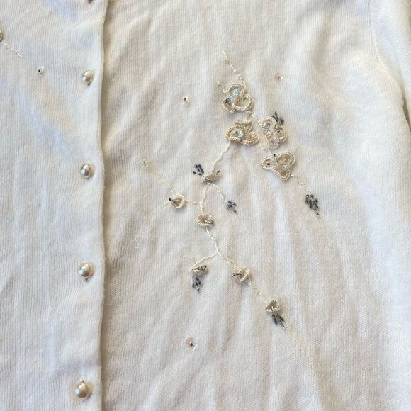 Penrose Vintage Cardigan Sweater Beaded White - Picture 5 of 6